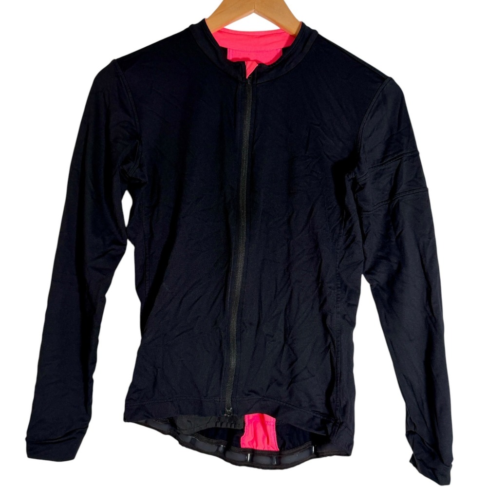 Rapha Women's Long Sleeve Souplesse Jersey Cycling Full Zip Black Pink medium